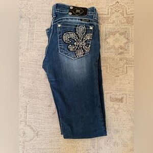 Miss Me Blue Jeans with Silver Embellishments